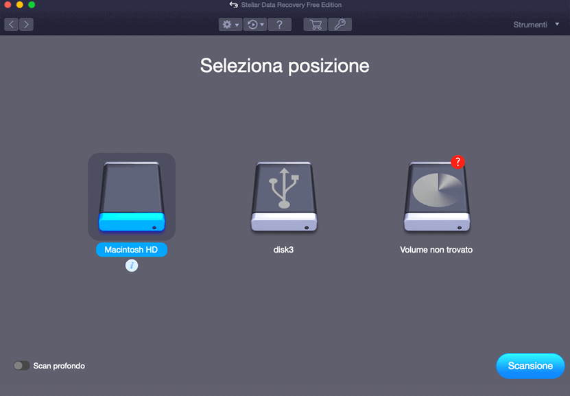 Seleziona la posizione