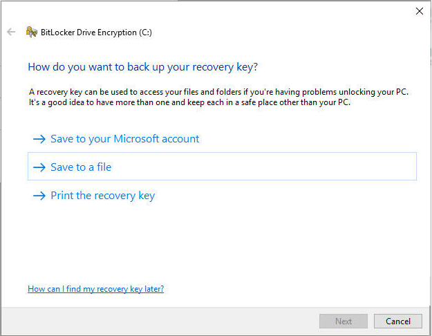 Where can you find your BitLocker Recovery Key?