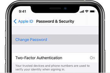 Change Password option on iPhone